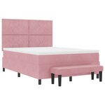 vidaXL Lit à ressort avec matelas & banc rose 140x190 cm en velours