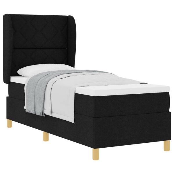 Lit Box Spring vidaXL avec Matelas Noir 80x200 cm en Tissu