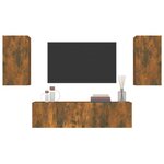 vidaXL Ensemble de meubles TV 4 Pièces Chêne fumé Bois d'ingénierie