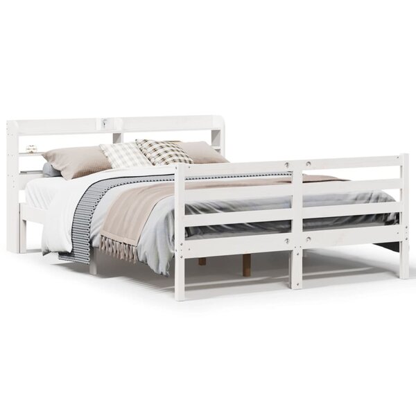 vidaXL Cadre de lit avec tête de lit sans matelas blanc 150x200 cm