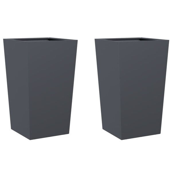 vidaXL Jardinières 2 Pièces anthracite 45x45x75 cm acier