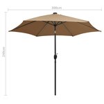 vidaXL Parasol de jardin avec lumières LED et mât en aluminium taupe