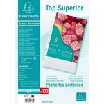 Sachet De 100 Pochettes Perforées Polypropylène Grainé Qualité + - A4 - Cristal - X 10 - Exacompta