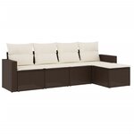 vidaXL Salon de jardin avec coussins 5 Pièces marron résine tressée