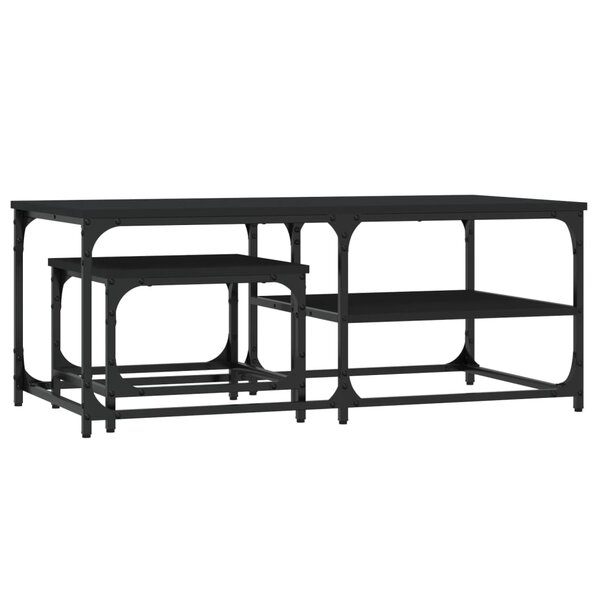 vidaXL Tables basses gigognes 2 Pièces noir bois d'ingénierie