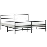 vidaXL Cadre de lit métal avec tête de lit/pied de lit noir 193x203 cm