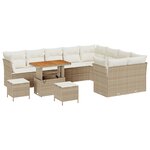 Ensemble de Canapé de Jardin 12 Pièces avec Coussins Beige
