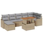 Ensemble de Canapés de Jardin 8 Pièces avec Coussins Beige en Poly Rattan