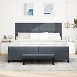 vidaXL Lit à Ressorts avec Matelas & Banc Gris Foncé 200x200 cm Velours