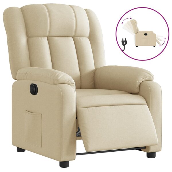 vidaXL Fauteuil inclinable électrique Crème Tissu