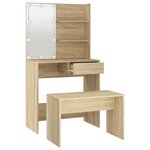 vidaXL Ensemble de coiffeuse avec LED Chêne Sonoma Bois d'ingénierie