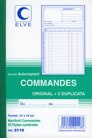 Manifold Commandes 210 x 140 mm 50 feuillets tripli ELVE