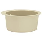 vidaXL Évier de cuisine Granit Seul lavabo Rond Beige