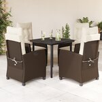 vidaXL Ensemble à manger de jardin 5 Pièces et coussins marron poly rotin
