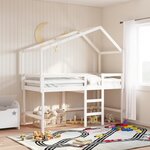 vidaXL Lit superposé avec échelle et toit sans matelas blanc 90x190 cm