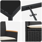 vidaXL Set de salle à manger de jardin 9 pièces avec coussins en rattan noir