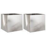 vidaXL Jardinières 2 Pièces argenté 49x47x46 cm acier inoxydable