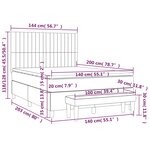 vidaXL Sommier à lattes de lit avec matelas Gris foncé 140x200cm Tissu