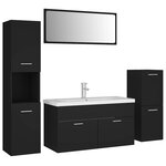 vidaXL Ensemble de meubles de salle de bain Noir Aggloméré