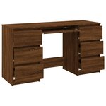 Bureau table poste de travail meuble d'ordinateur informatique étude chêne 140 x 50 x 77 cm bois d'ingénierie brun 02_0023620