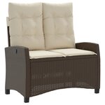 vidaXL Banc inclinable de jardin avec coussins marron résine tressée
