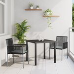 vidaXL Ensemble de repas de jardin 3 pièces avec coussins Noir Poly Rattan