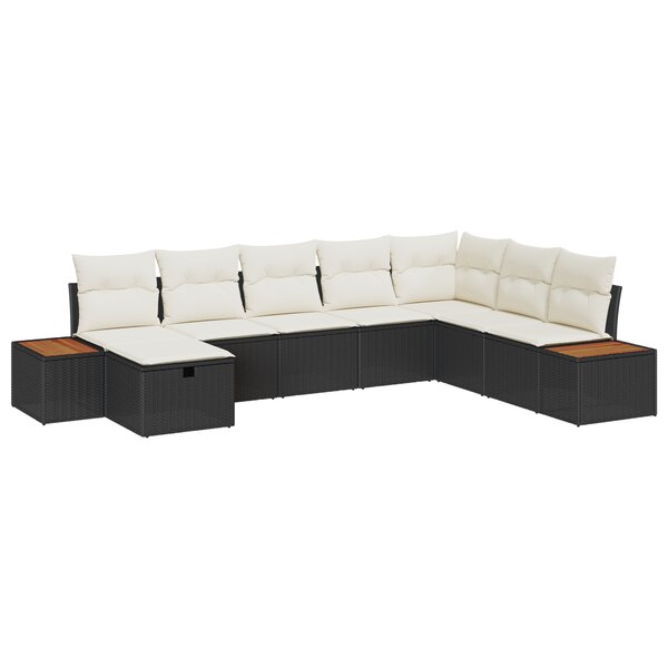 Set de canapé de jardin vidaXL 8 pièces avec coussins noir poly rattan