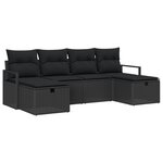 Set de Canapé de Jardin 6 Pièces avec Coussins Noir Rattan Poly