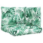 vidaXL Coussins de palette lot de 3 motif de feuilles tissu