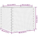 vidaXL Jardinière cire marron 80x80x72 cm bois de pin massif