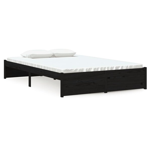 vidaXL Cadre de lit Noir Bois massif 120x190 cm Petit double