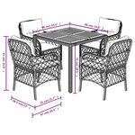 vidaXL Ensemble à manger de jardin coussins 5Pièces Noir Résine tressée