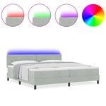 Lit à ressorts vidaXL avec matelas et lumière LED Gris clair 200x200 cm Velours