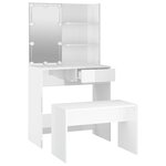 vidaXL Ensemble de coiffeuse avec LED Blanc brillant Bois d'ingénierie