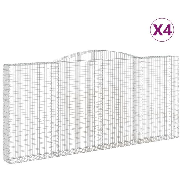 vidaXL Paniers à gabions arqués 4 Pièces 400x30x180/200 cm Fer galvanisé