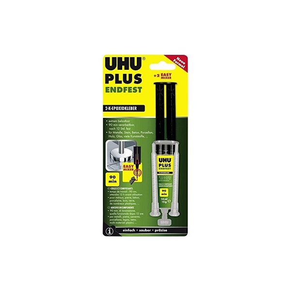 UHU Colle à 2 composants plus endfest, seringue à double