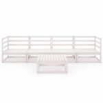 Salon de jardin meuble d'extérieur ensemble de mobilier 5 pièces blanc bois de pin massif 02_0016517