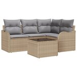 Ensemble de canapé de jardin 5 pièces avec coussins en poly rotin noir