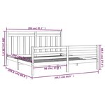 vidaXL Cadre de lit Gris Bois massif 200x200 cm