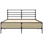 vidaXL Cadre de lit chêne sonoma 135x190 cm bois d'ingénierie et métal