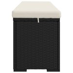 vidaXL Banc pouf avec coussin noir 110x30x40 cm résine tressée