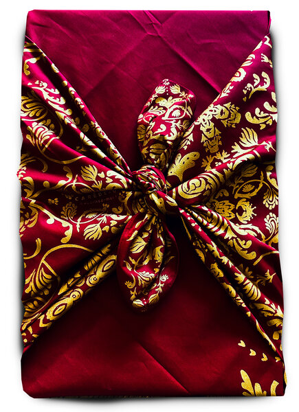 Carédeau Papier Cadeau Réutilisable Collection Monochrome Coton Recyclé Furoshiki 100  Cotton  : L'ile mystérieuse (TailleL) 85x85 cm rouge bordeau