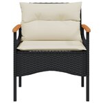vidaXL Salon de jardin 4 Pièces avec coussins noir résine tressée