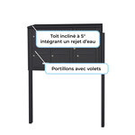 Bloc collectif Leabox 3x2  grade 3  simple face  extérieur  fixation sur pieds à sceller   gris anthracite ral 7016 finition brillante