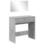 vidaXL Coiffeuse avec miroir gris béton 80x39x80 cm