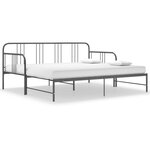 vidaXL Cadre de canapé-lit extensible sans matelas gris métal 90x200cm