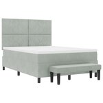 vidaXL Lit Box Spring avec Matelas & Banc Gris Clair 140x200 cm Velours