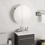 vidaXL Armoire de salle de bain miroir rond et LED Gris 40x40x17 5 cm
