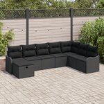 Set de Canapés de Jardin vidaXL 8 Pièces avec Coussins Rotin Poly Noir