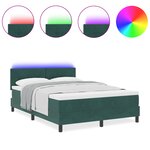 Lit Box Spring vidaXL avec Matelas et LED Vert Foncé 160x200 cm Velours